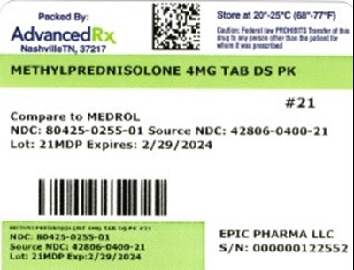 Label 1 (Methylprednisolone Ds Pk 80425 0255 01)